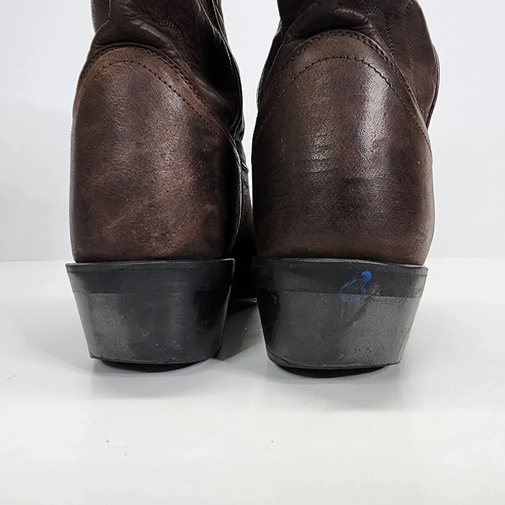 Old West Men's TBM3051 Brown Leather‎ Mid-Calf Western Boots - Size 9.5 D